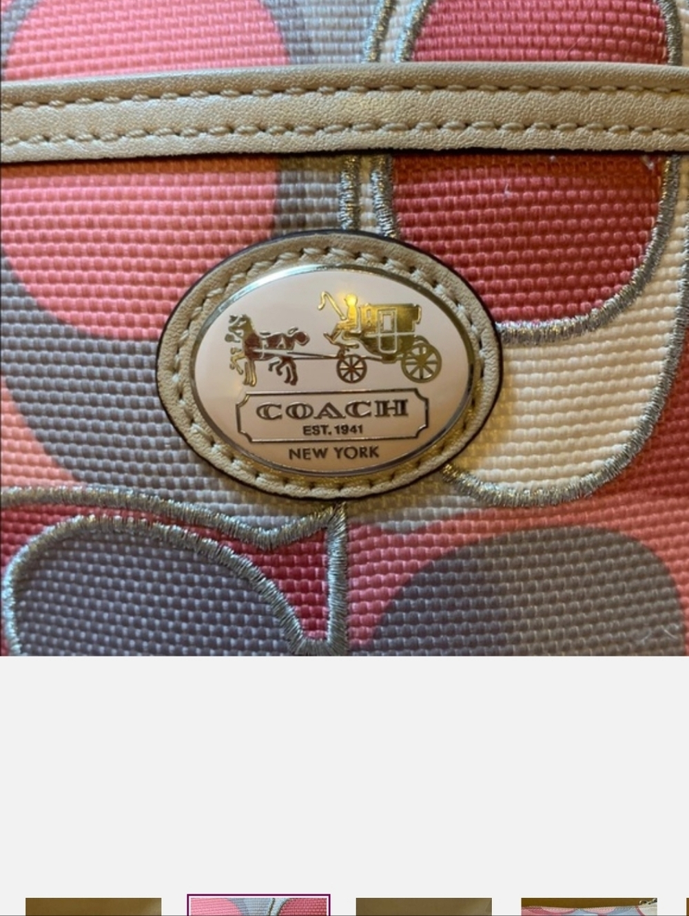 Coach Scarf Print Swingpack Rose Gray Crossbody Bag - Picture 2 of 11